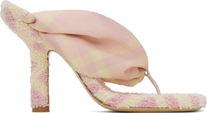 Burberry Pink & Yellow Fabric Heeled Sandals