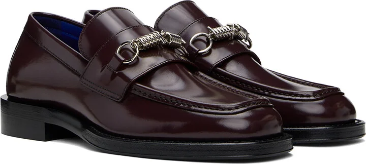 Burberry Purple Leather Barbed Loafers - Image 4