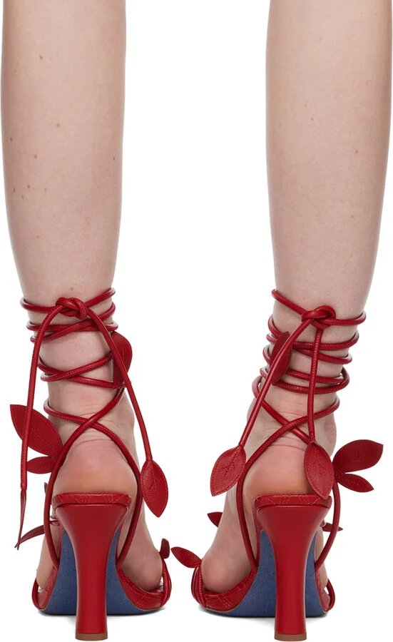Burberry Red Ivy Flora Heeled Sandals - Image 2
