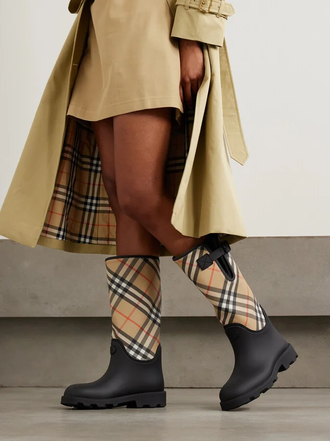 Burberry - Rubber Marsh Checked Nylon And Rubber Rain Boots - Black - Image 2