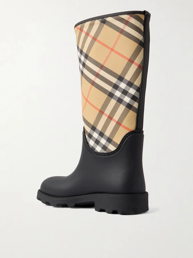 Burberry - Rubber Marsh Checked Nylon And Rubber Rain Boots - Black - Image 3