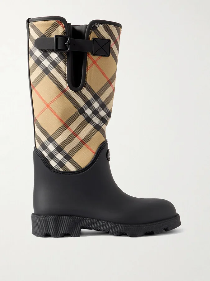 Burberry - Rubber Marsh Checked Nylon And Rubber Rain Boots - Black