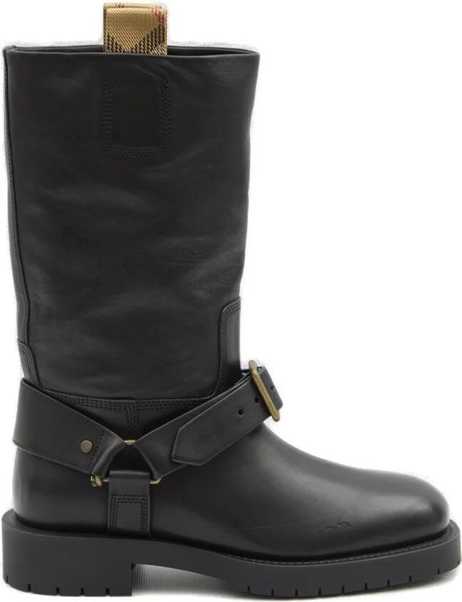 Burberry Saddle Buckle Detailed Boots