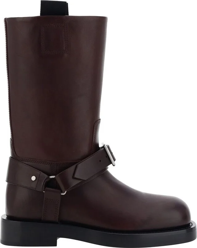 Burberry Saddle Buckled Round-Toe Boots
