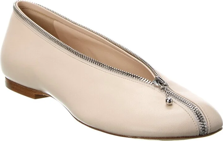 Burberry Sadler Zip Leather Ballet Flat