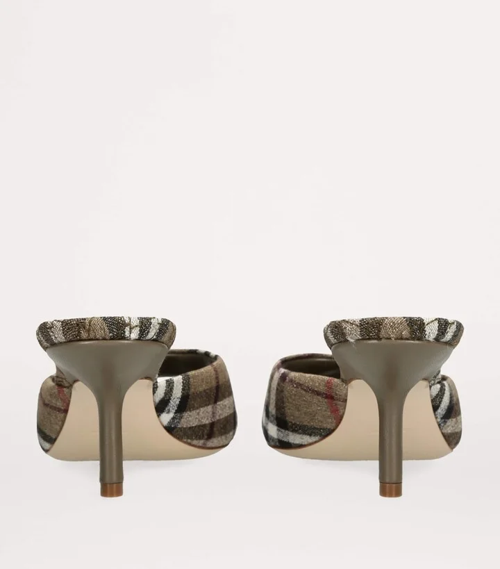Burberry Stretch-Linen Check Mews Mules 65 - Image 2