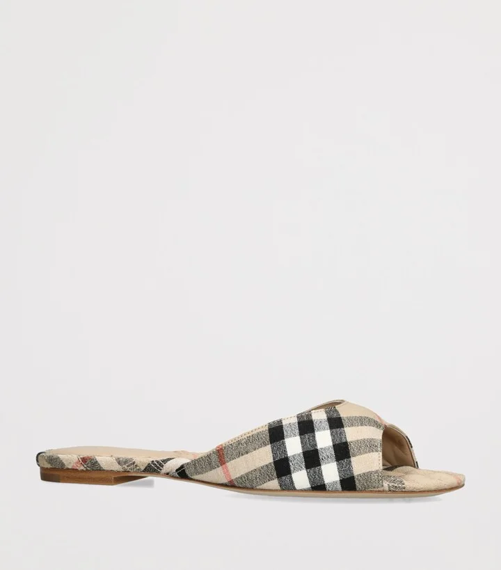 Burberry Stretch-Linen Mew Slides - Image 3