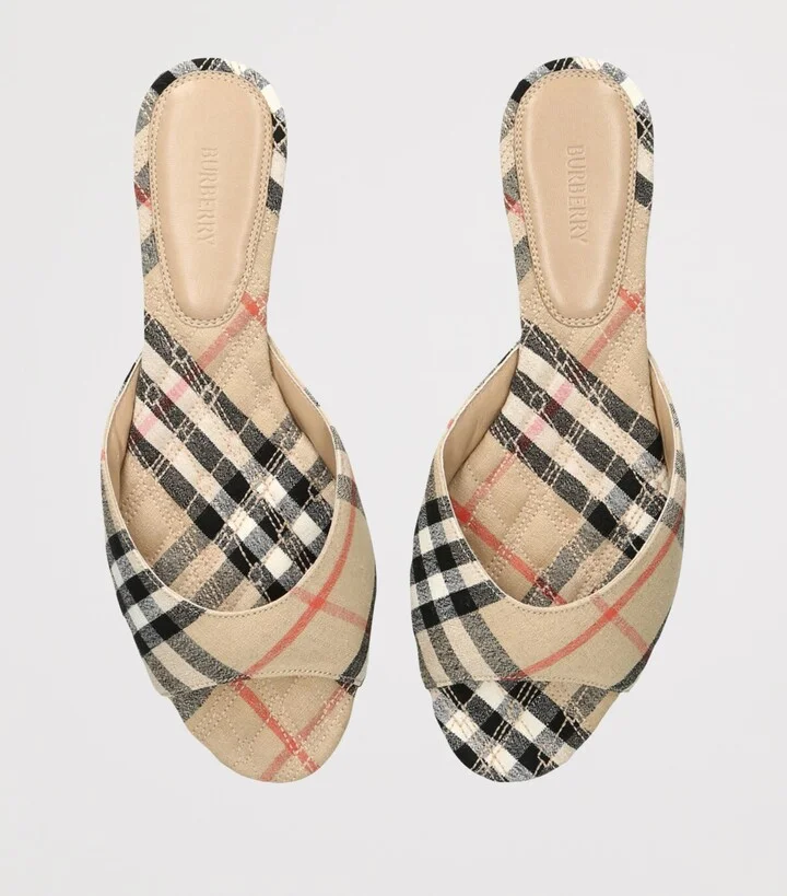 Burberry Stretch-Linen Mew Slides - Image 4