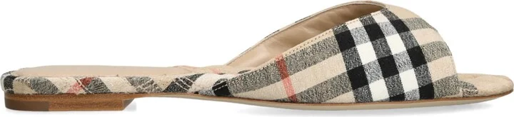 Burberry Stretch-Linen Mew Slides