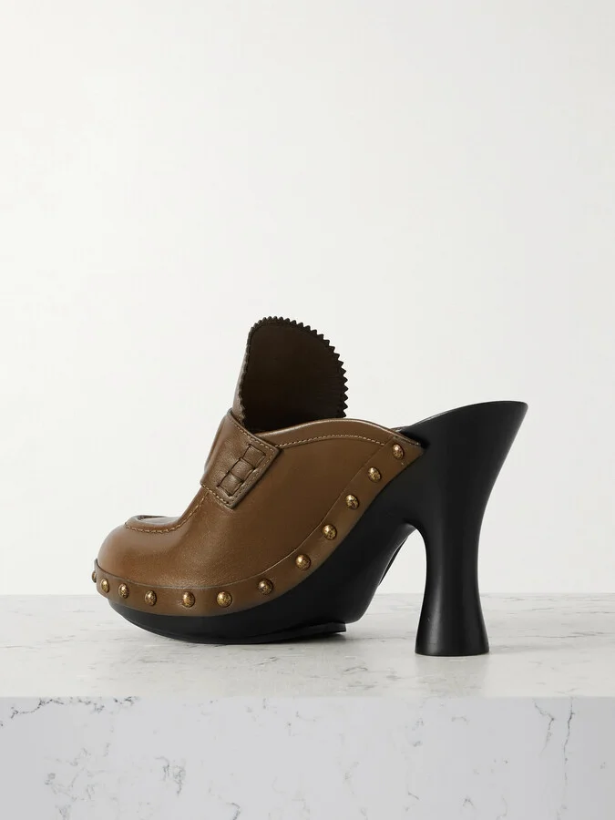 Burberry - Studded Leather Mules - Green - Image 3