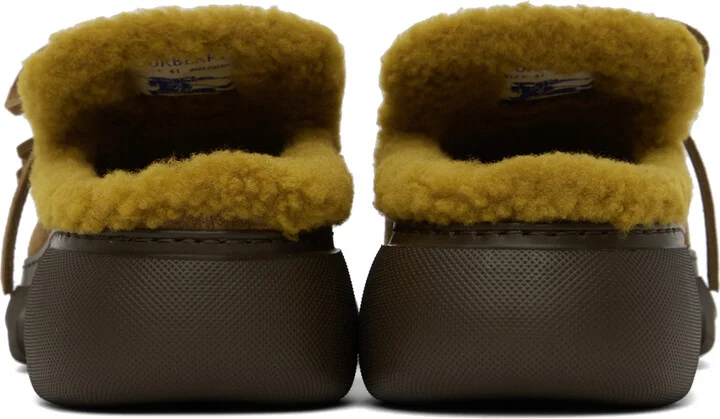 Burberry Tan Suede & Shearling Stony Mules - Image 2