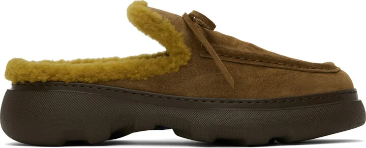 Burberry Tan Suede & Shearling Stony Mules