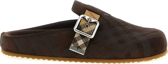 Burberry Urchin Checked Buckle Detailed Sabots
