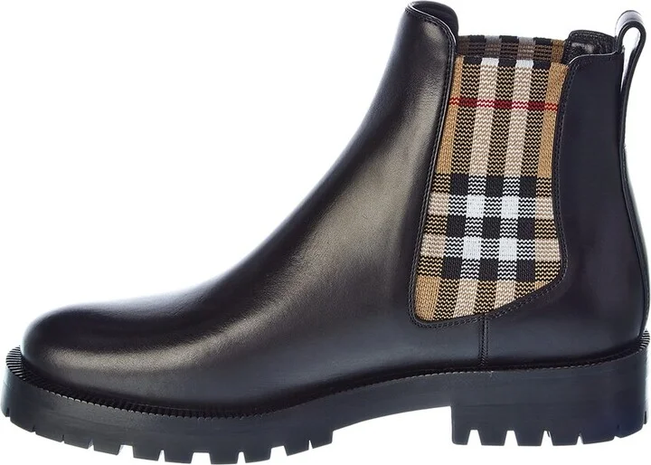 Burberry Vintage Check Detail Leather Chelsea Boot - Image 2