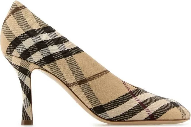 Burberry Vintage Check Square-Toe Baby Pumps