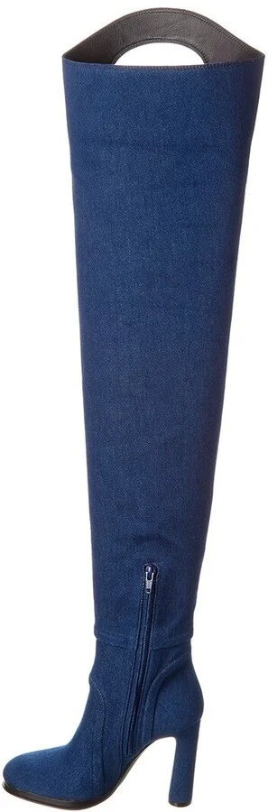 Burberry Wader Porthole Detail Topstitched Denim Boot - Image 2