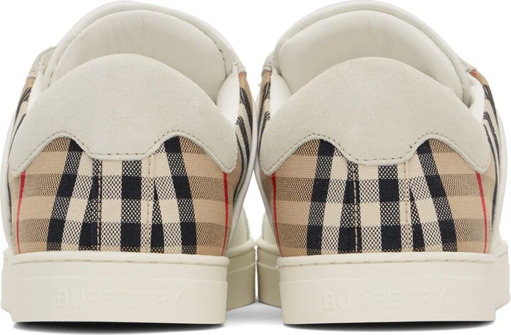 Burberry White Check Sneakers - Image 2
