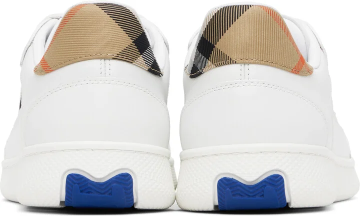 Burberry White Leather and Check Terrace Sneakers​ - Image 2