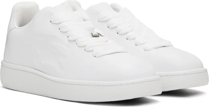 Burberry White Leather Box Sneakers - Image 4