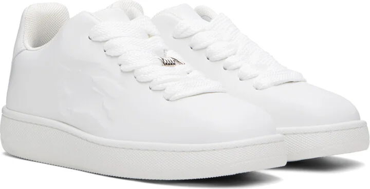 Burberry White Leather Box Sneakers - Image 4
