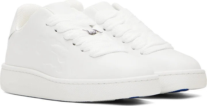 Burberry White Leather Box Sneakers - Image 4