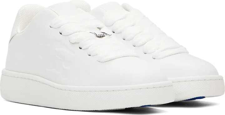 Burberry White Leather Box Sneakers - Image 4