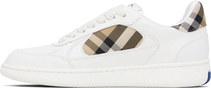 Burberry White Leather & Check Terrace Sneakers​ - Image 3