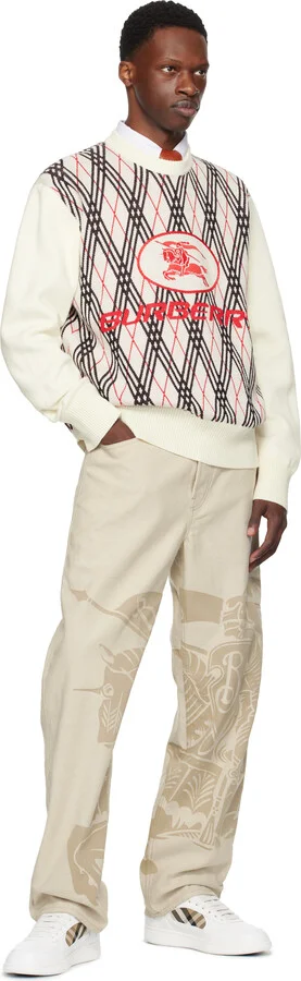 Burberry White Leather & Check Terrace Sneakers​ - Image 5