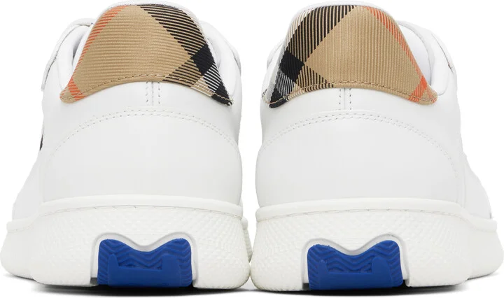 Burberry White Leather & Check Terrace Sneakers​ - Image 2