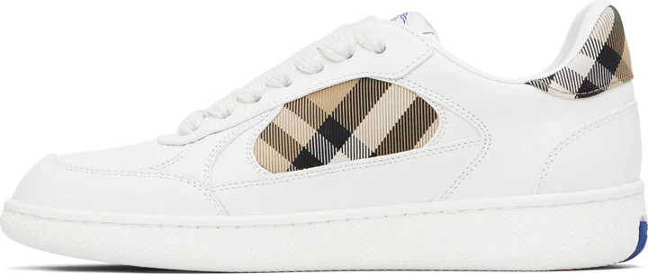 Burberry White Leather & Check Terrace Sneakers​ - Image 3