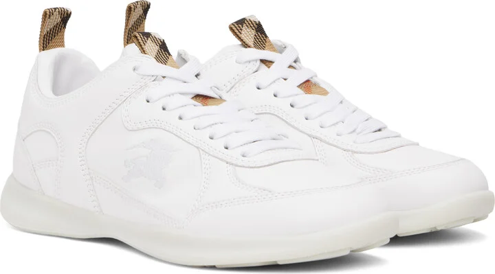 Burberry White Leather Matrix Sneakers - Image 4