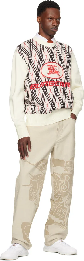 Burberry White Leather Matrix Sneakers - Image 5