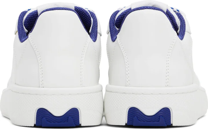 Burberry White Leather Stock Sneakers - Image 2