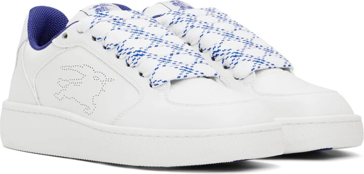 Burberry White Leather Stock Sneakers - Image 4
