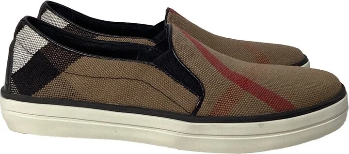 Burberry Women's Canvas Gauden Check Slip-On Sneaker (Authentic Pre-Loved)