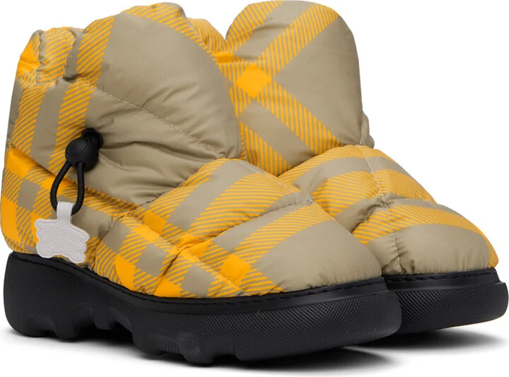 Burberry Yellow Check Pillow Boots - Image 4