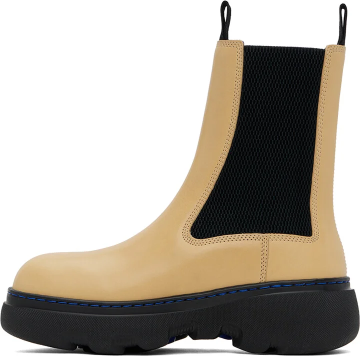 Burberry Yellow Leather Creeper Chelsea Boots - Image 3