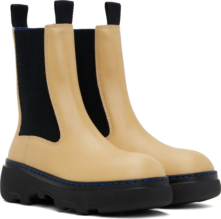 Burberry Yellow Leather Creeper Chelsea Boots - Image 4