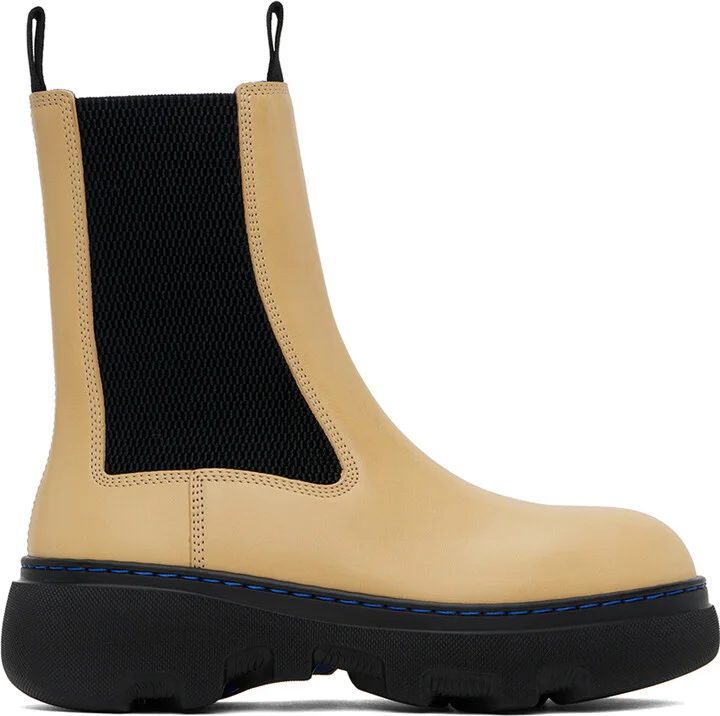 Burberry Yellow Leather Creeper Chelsea Boots