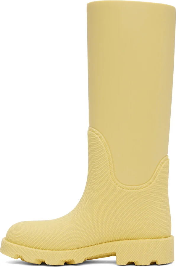 Burberry Yellow Rubber Marsh High Boots - Image 3