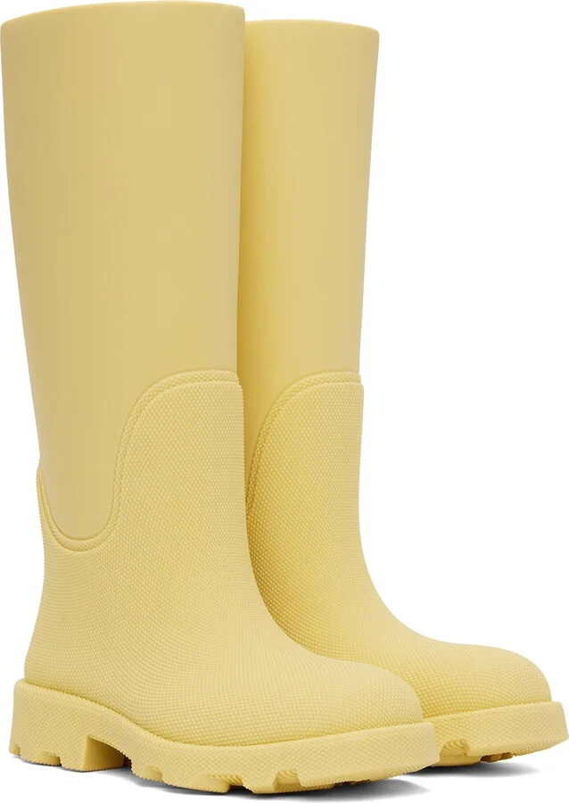 Burberry Yellow Rubber Marsh High Boots - Image 4