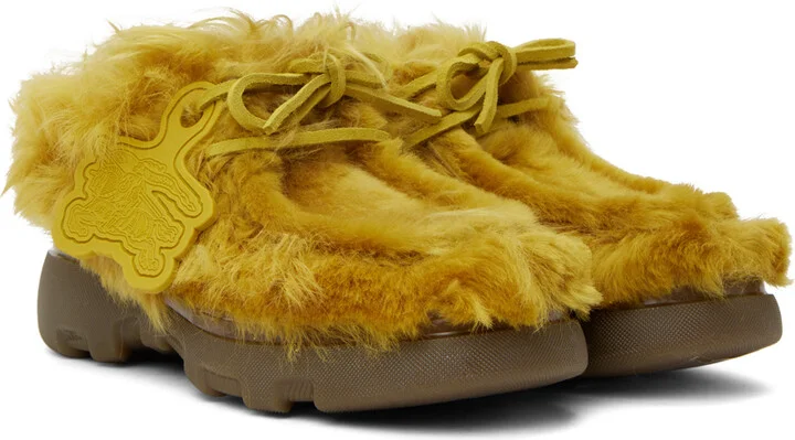 Burberry Yellow Shearling Creeper Derbys - Image 4