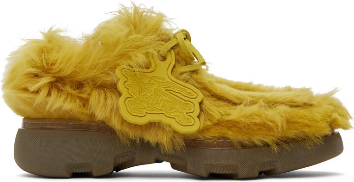 Burberry Yellow Shearling Creeper Derbys