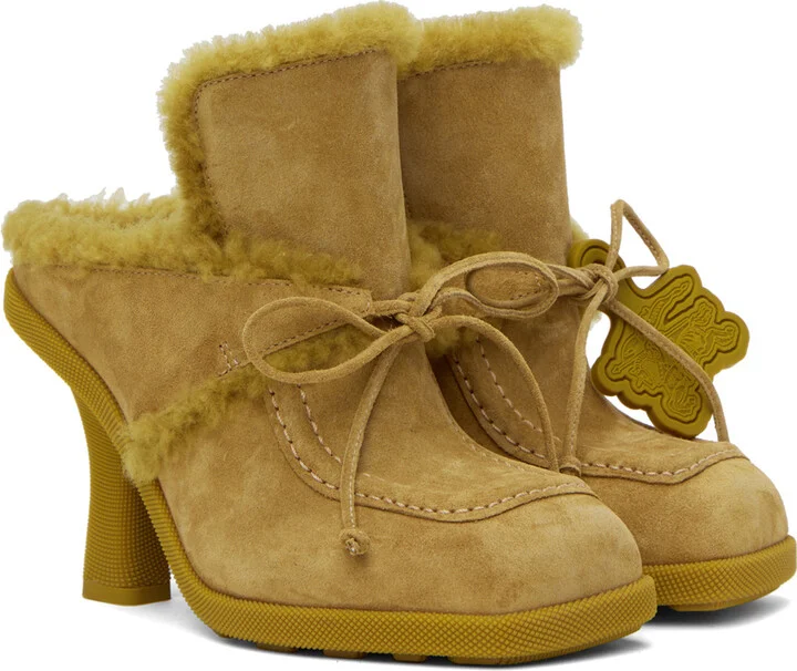 Burberry Yellow Shearling Highland Mules - Image 4