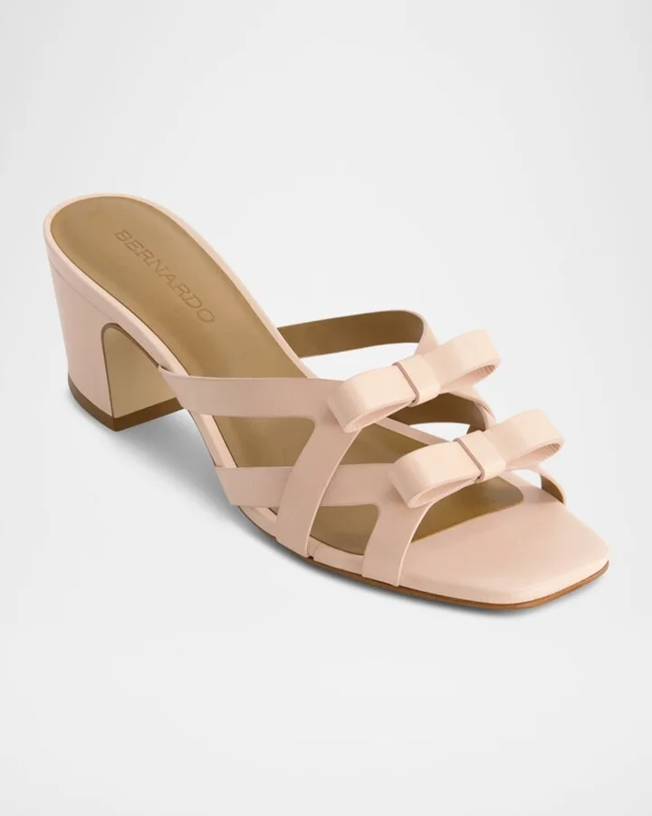 Burgo Leather Bows Slide Sandals - Image 2