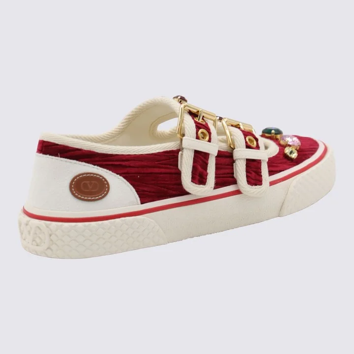 Burgundy And White Leather Sneakers - Image 3