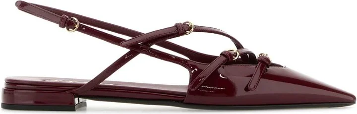 Burgundy Leather Ballerinas