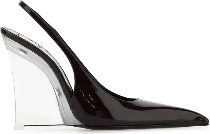 Burgundy Leather Miller Wedges