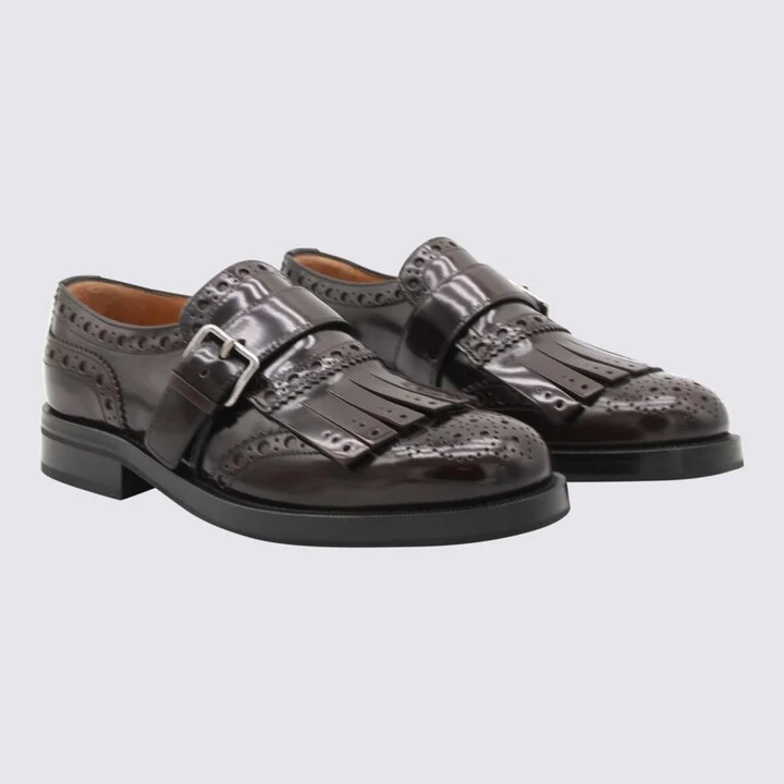 Burgundy Leather Monk Phillis Formal Shoes - Image 2
