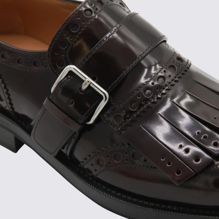 Burgundy Leather Monk Phillis Formal Shoes - Image 4